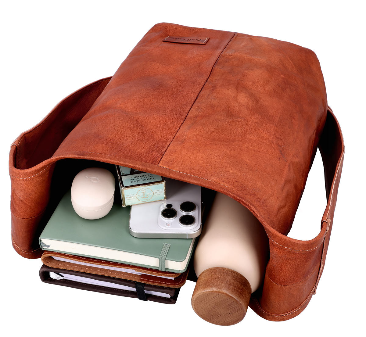 Gusti Josephine - Borsa A Tracolla In Vera Pelle Vintage Marrone - Capiente E Con Scomparti Per Lavoro E Tempo Libero