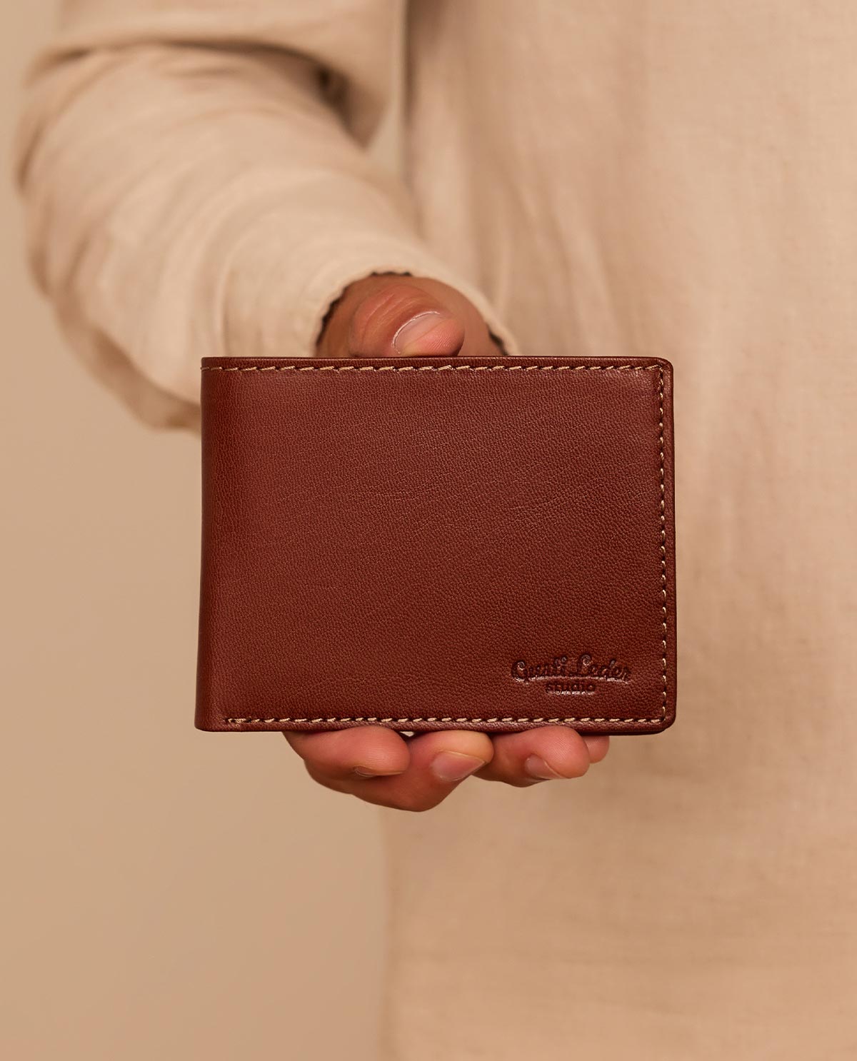 Portafogli In Pelle Da Uomo Con Portamonete MARRONE/RUTENIO SCURO | The - Foto 3